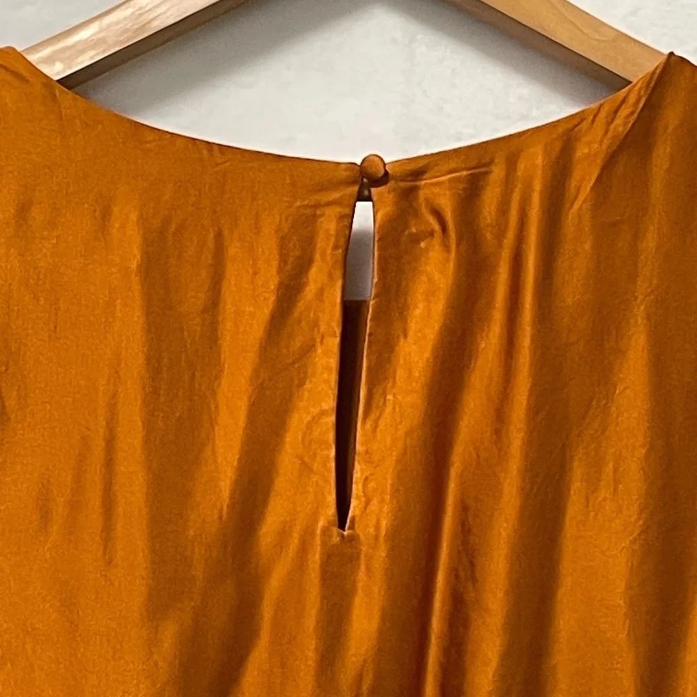 Anthropologie copper silk Ruched Blouse - Picture 7 of 9